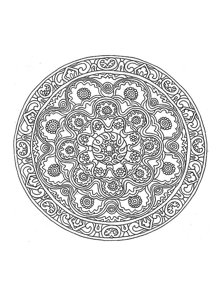 Coloriage Mandala aux motifs entrelacés très détaillé - Mandala à imprimer